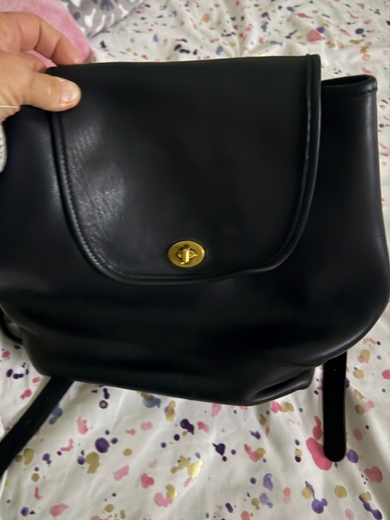 Coach Handbags - Vintage Coach Large Black Leather Daypack  Style J9D 9791 brass turn lock BEAUTY